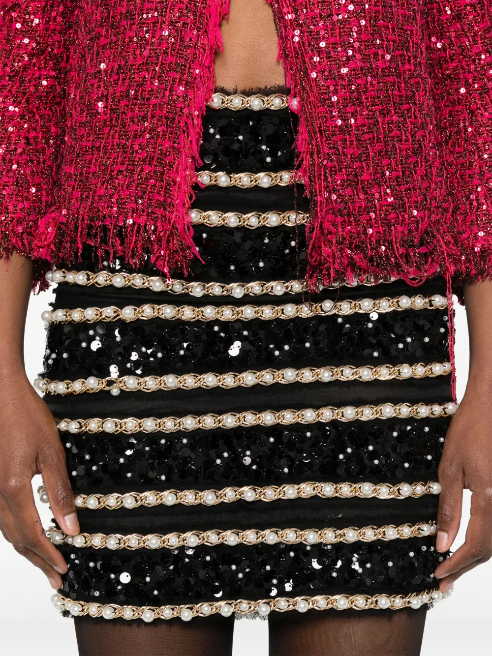 Balmain Gestreepte mini-rok Zwart