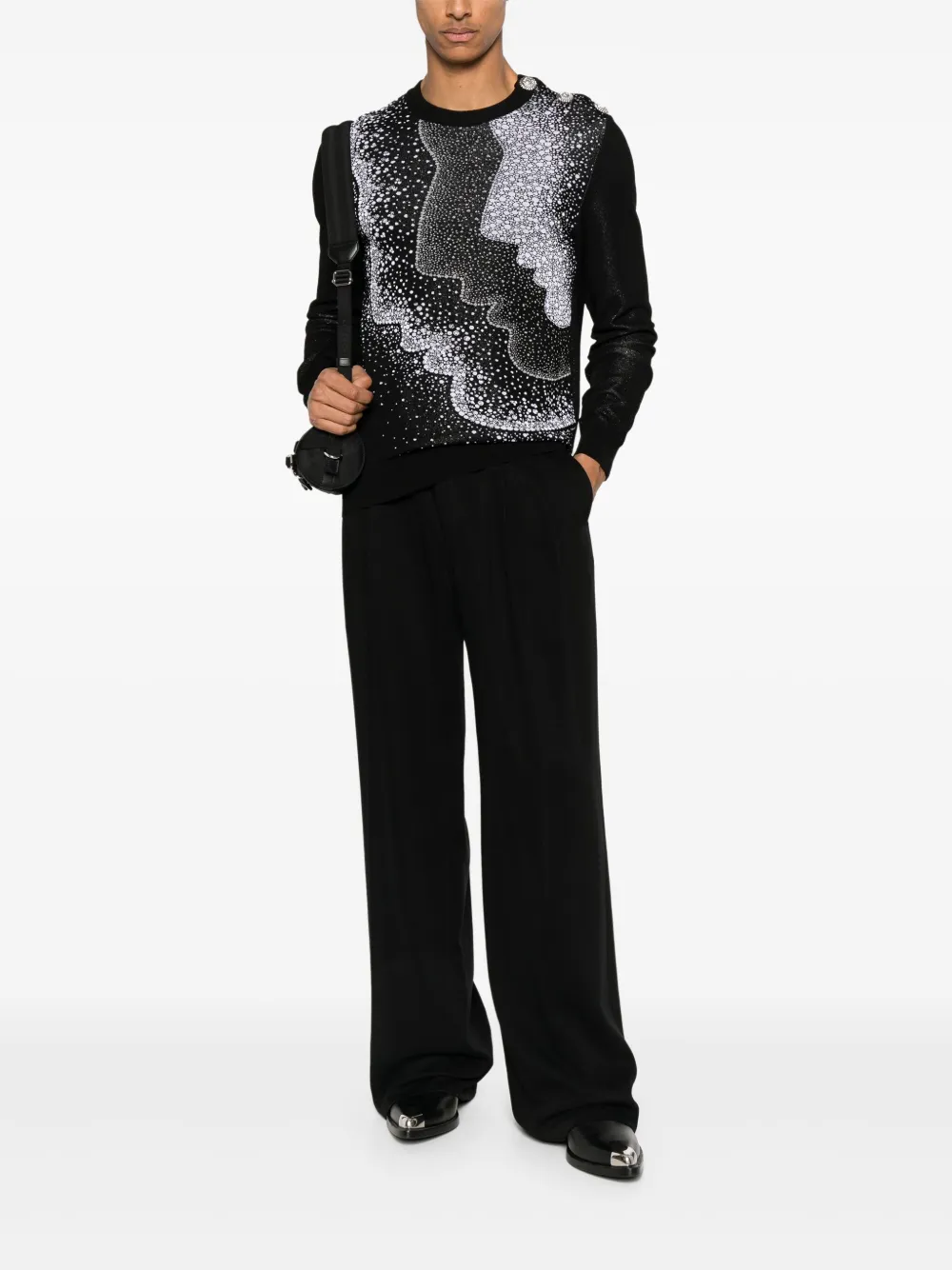 BALMAIN FACES-JACQUARD JUMPER