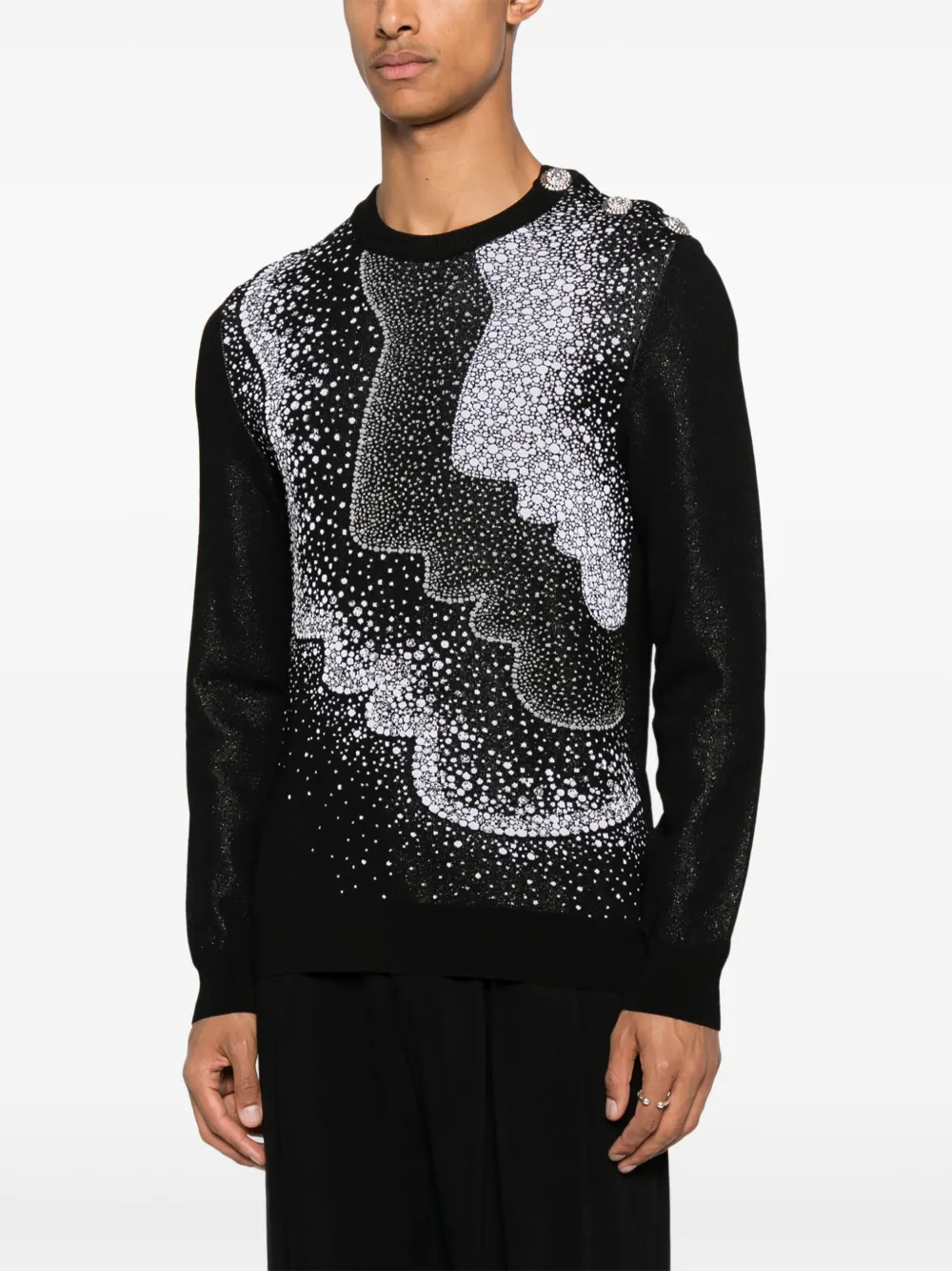 BALMAIN FACES-JACQUARD JUMPER