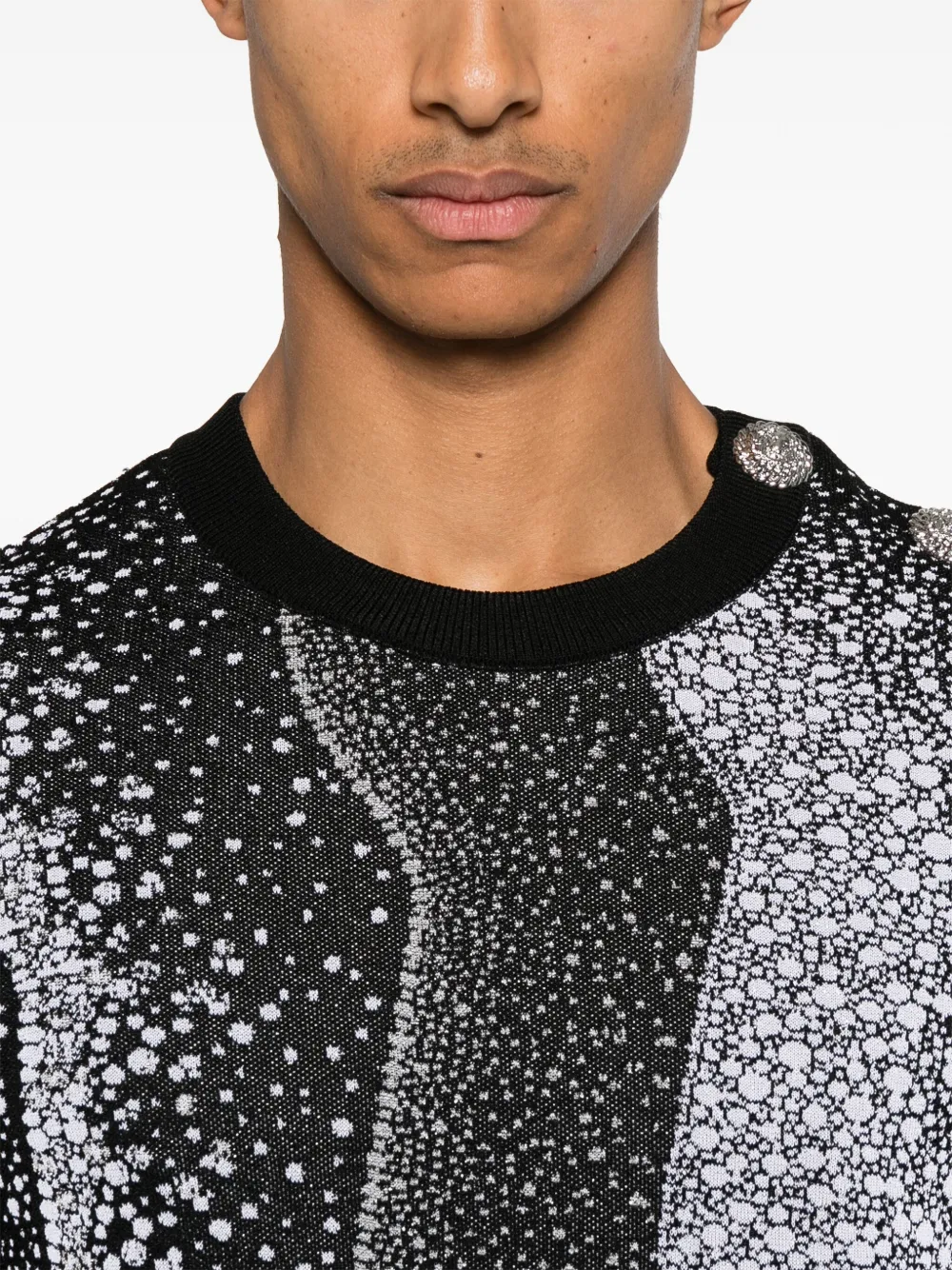 Shop Balmain Faces-jacquard Jumper