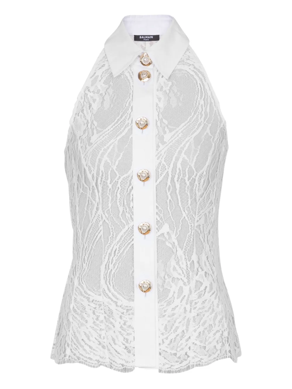 Balmain Top met halternek en knopen Wit