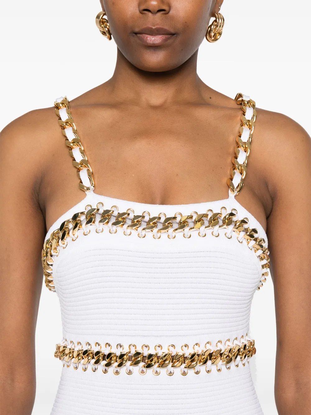 Balmain Gestreepte mini-jurk Wit