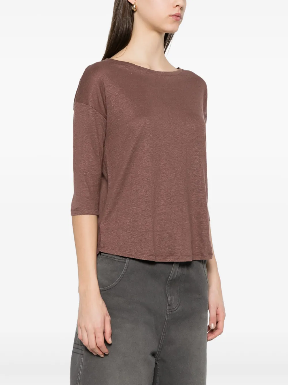 Majestic Filatures T-shirt met slub-textuur Bruin