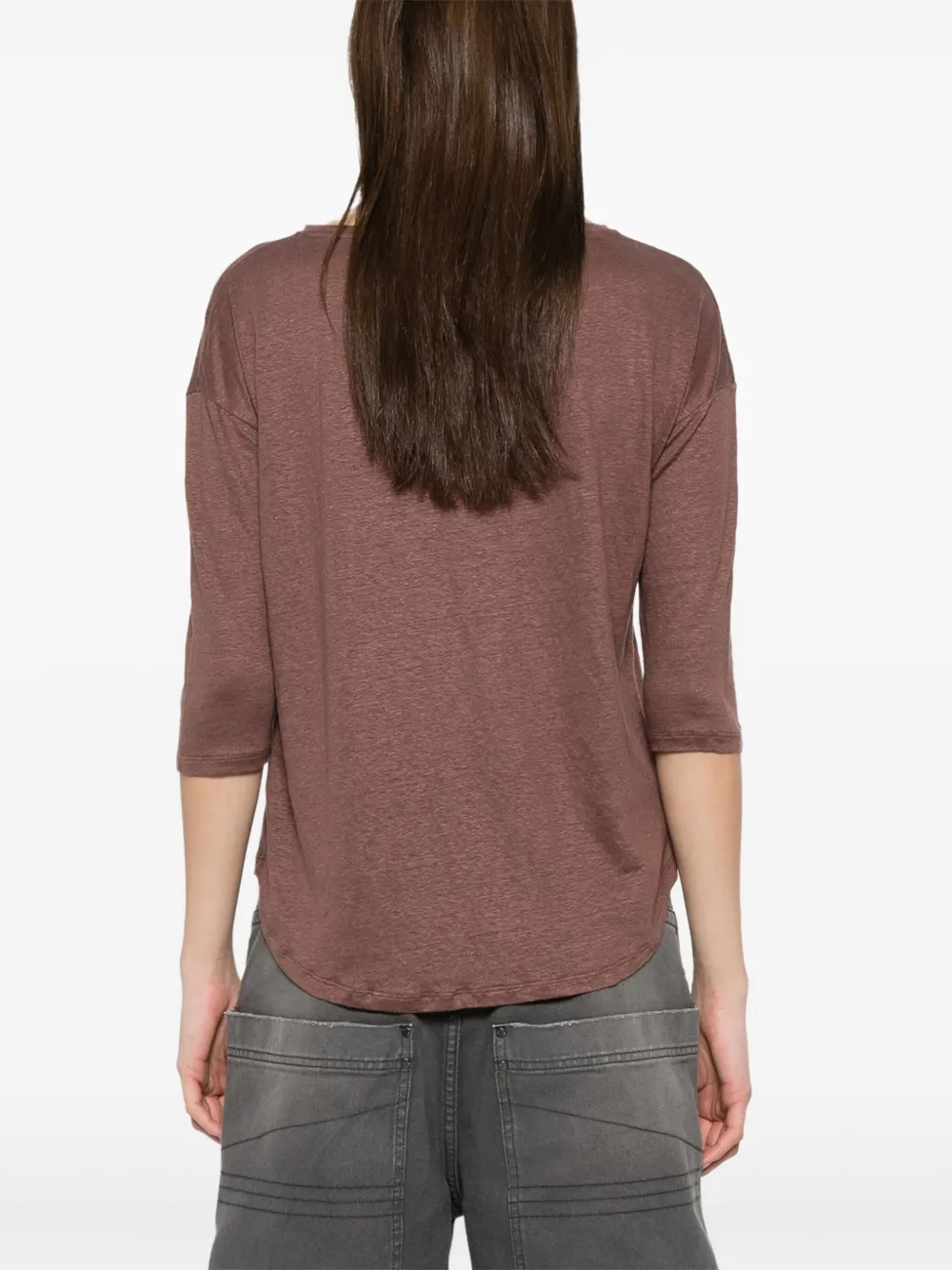 Majestic Filatures T-shirt met slub-textuur Bruin