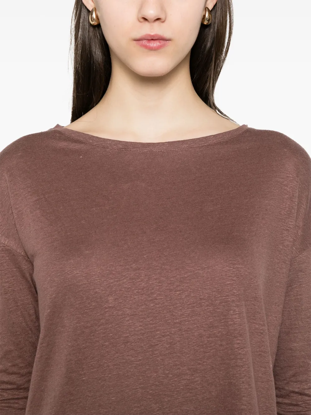 Majestic Filatures T-shirt met slub-textuur Bruin