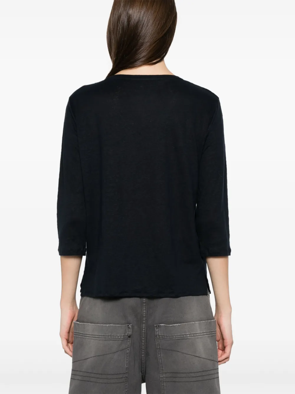 Shop Majestic Slub-texture T-shirt In Blue