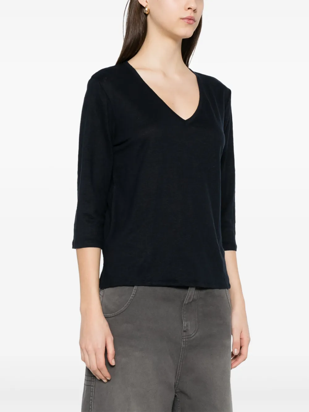 Shop Majestic Slub-texture T-shirt In Blue