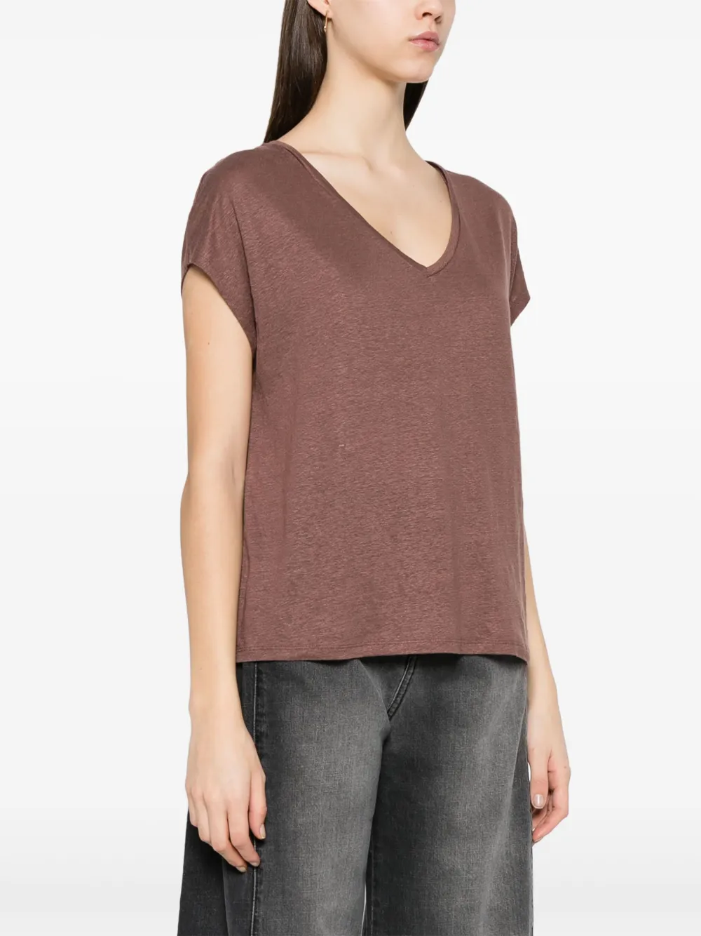 Majestic Filatures T-shirt met slub-textuur Bruin