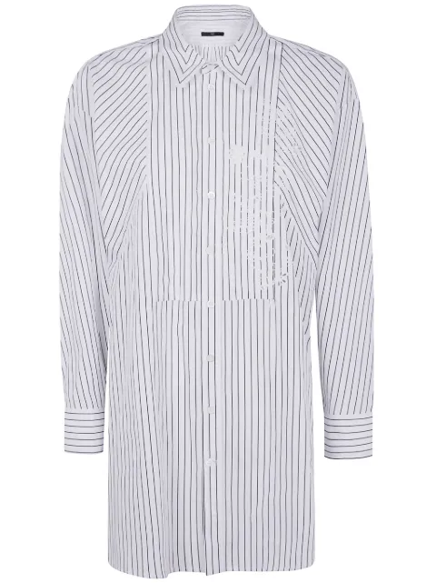 High camisa con rayas estampadas