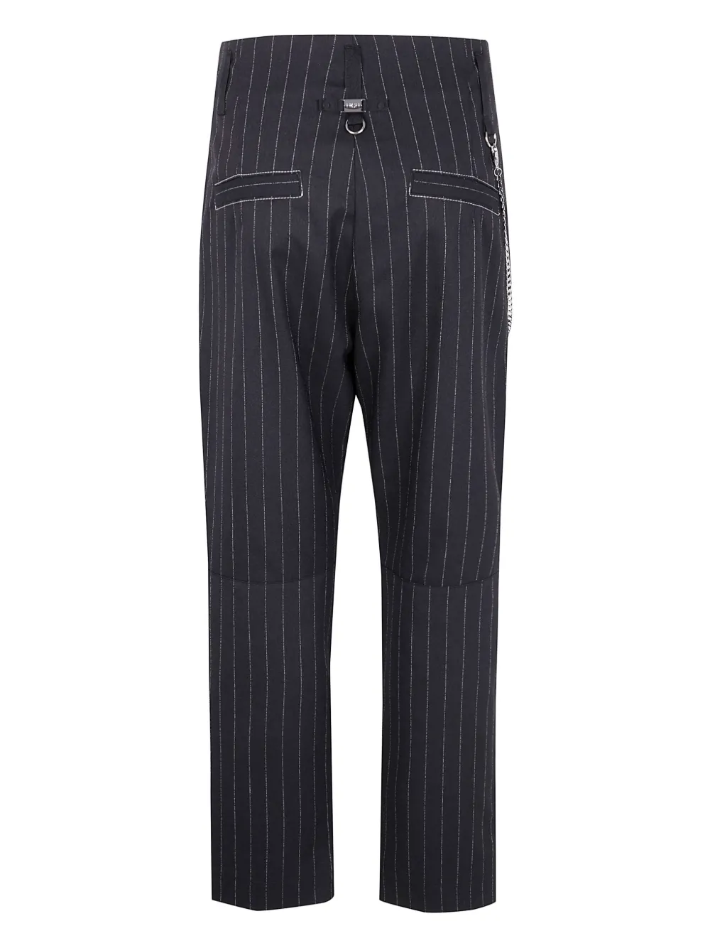 High striped straight-leg trousers - Zwart