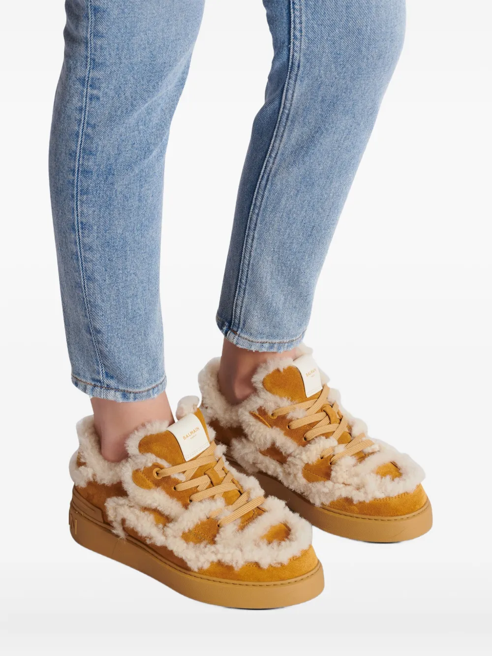 Balmain shearling suede sneakers Bruin
