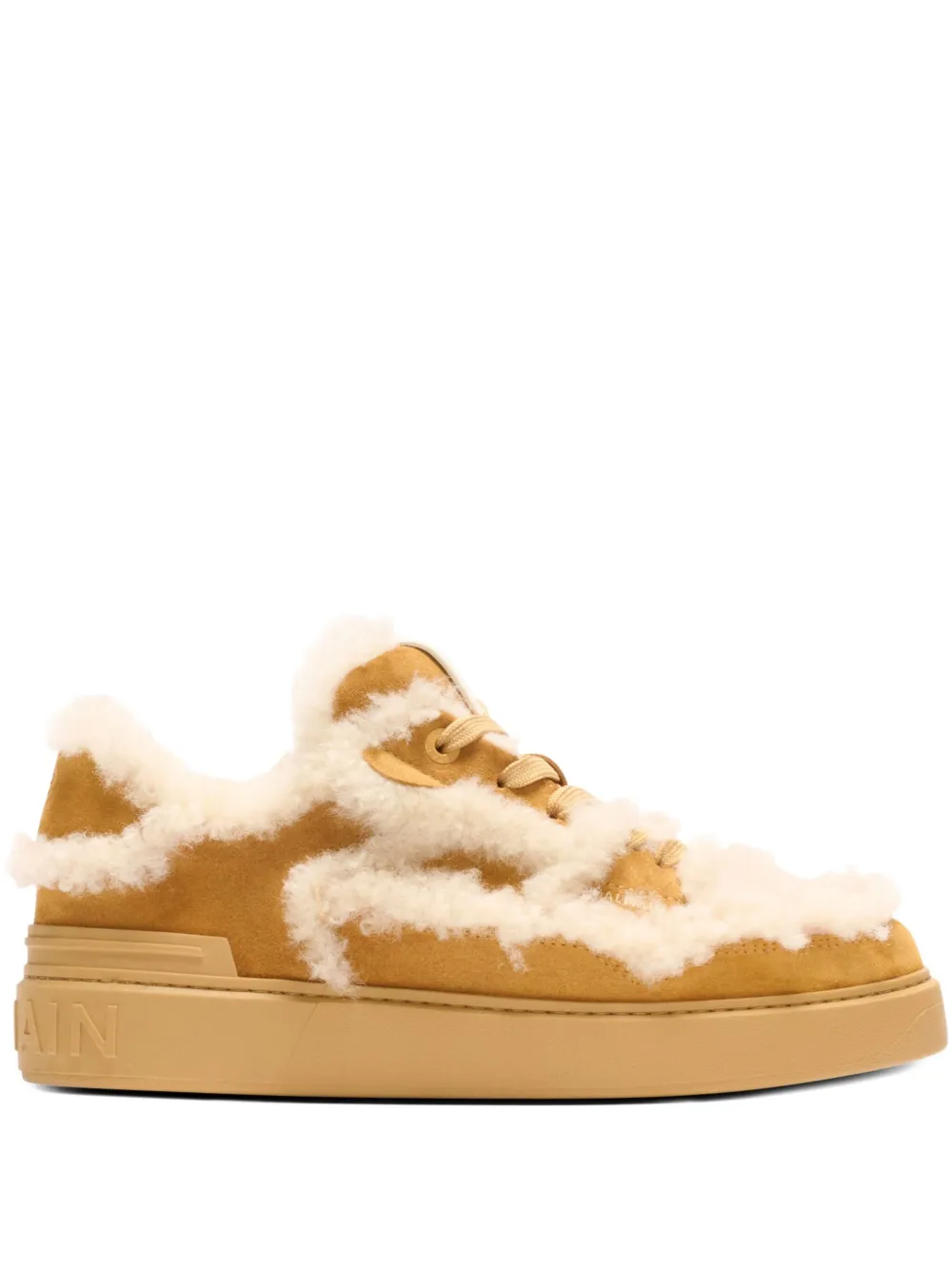 Balmain shearling suede sneakers Brown