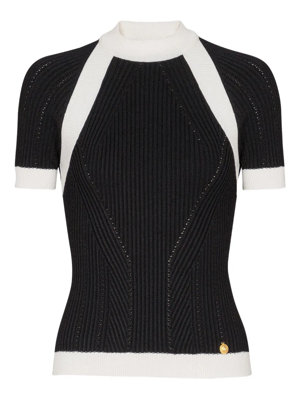 Balmain ribbed panelled knit top | Black | Image 1
