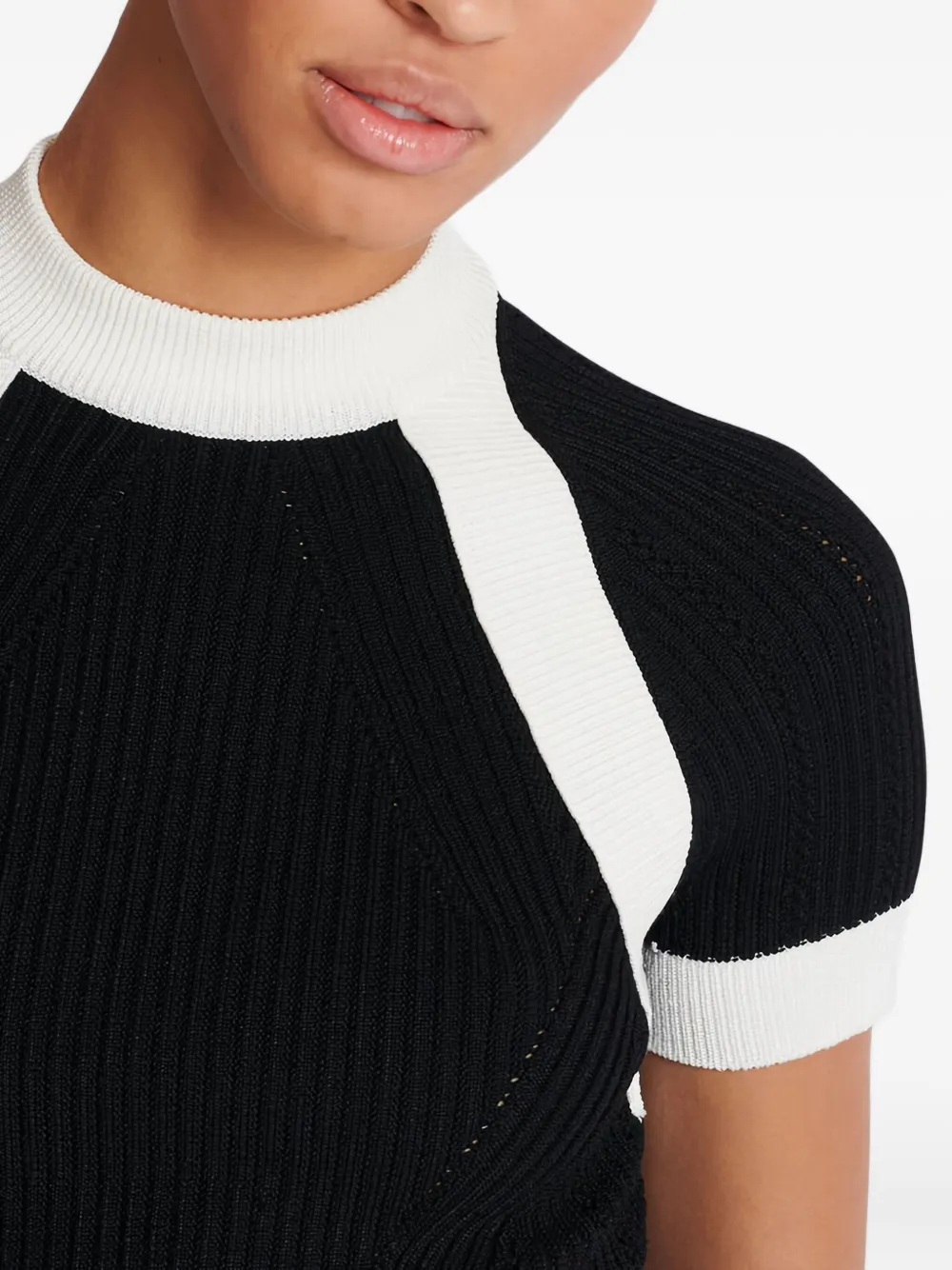 Balmain Ribbed Panelled Knit Top In Multi