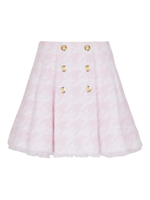 Balmain button-embellished tweed flared skirt