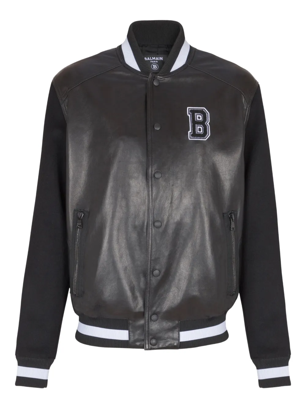 Balmain Varsity leren bomberjack Zwart