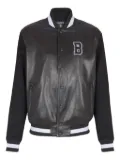 Balmain varsity leather bomber jacket - Black