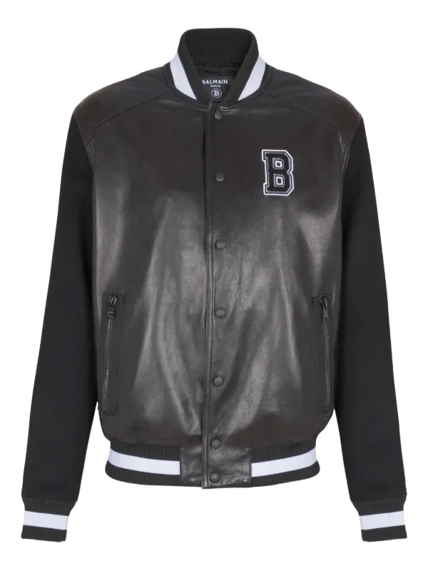 80s〜90s BALMAIN leather bomber jacket L Balmain Jaqueta Bomber College De Couro | Preto | FARFETCH BR