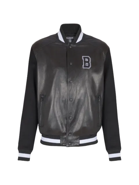 Balmain varsity leather bomber jacket
