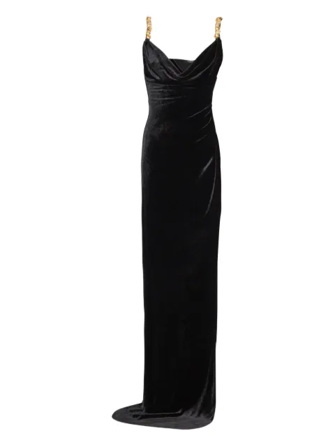 Balmain embellished velvet slit dress