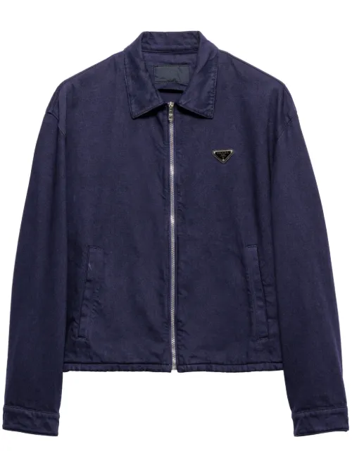 Veste en jean à fermeture zippée - Prada - Modalova