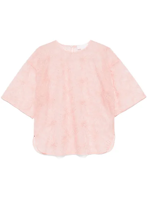 Genny floral-embroidered T-shirt