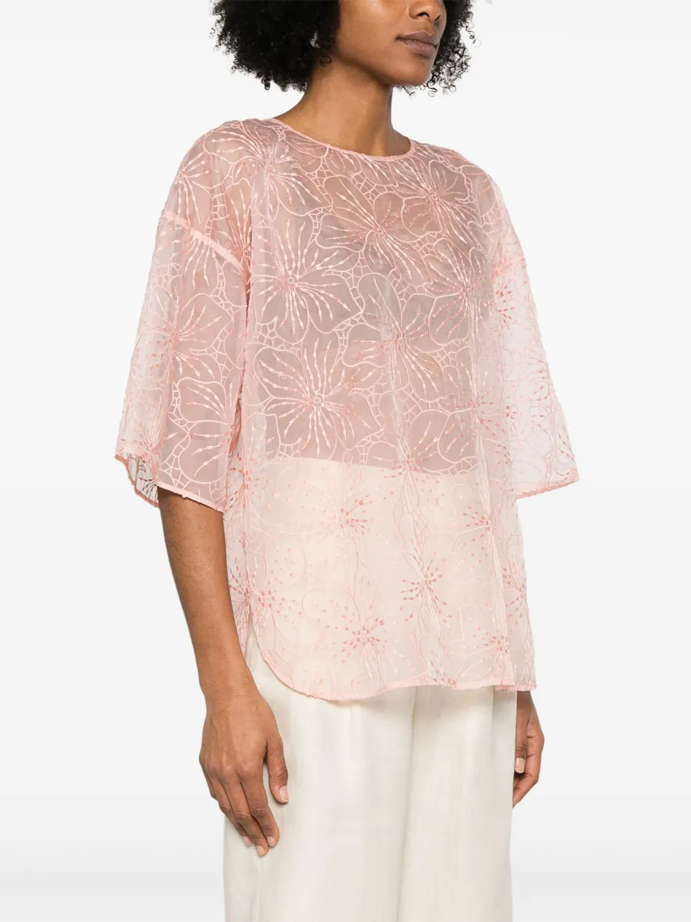 GENNY FLORAL-EMBROIDERED T-SHIRT