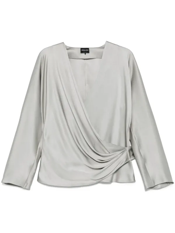 Giorgio Armani Silk Georgette Blouse in Grey