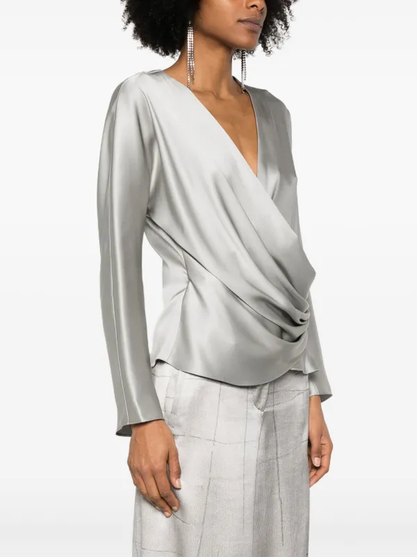 ARMANI*ジョルジオアルマーニ プリーツ加工ブラウス 長袖 イタリア製 38 ARMANI*ジョルジオアルマーニ プリーツ加工ブラウス 長袖 イタリア製