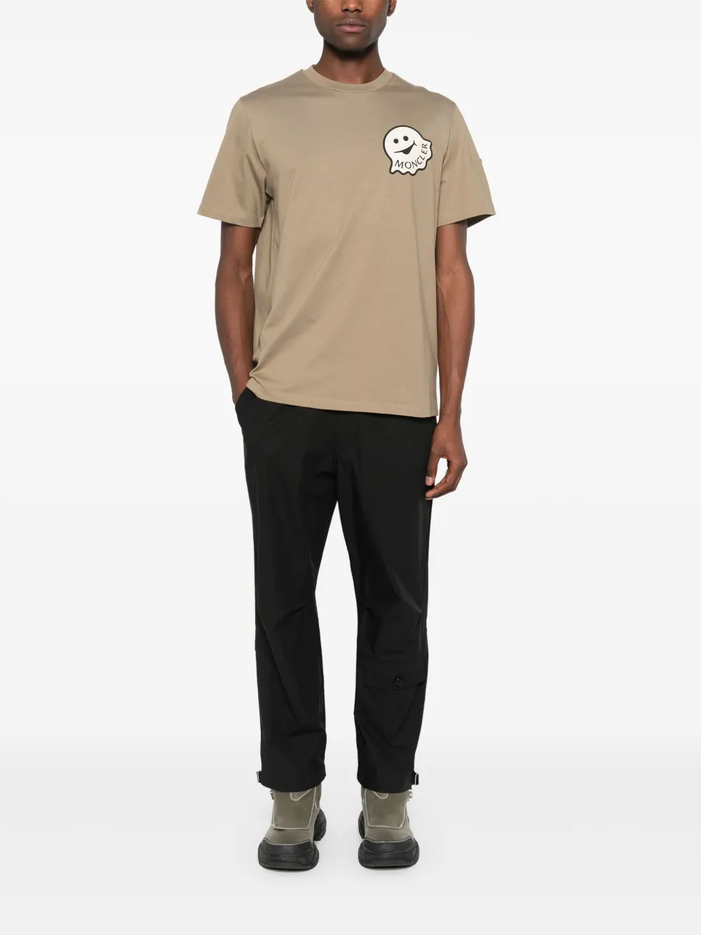 Moncler T-shirt met logoprint - Groen