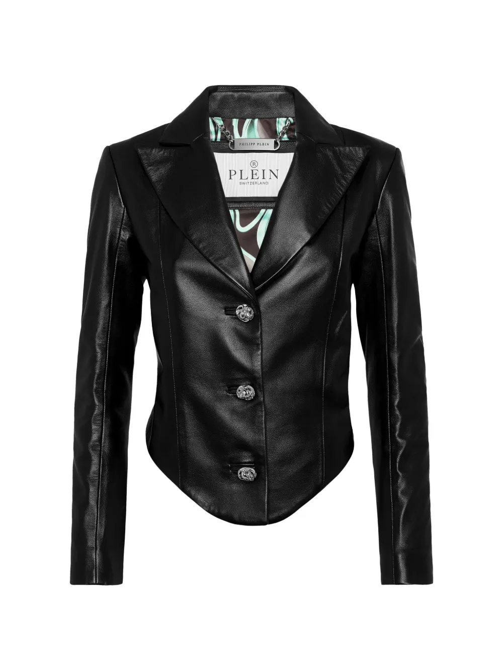 Philipp Plein Is Flame leren blazer Zwart
