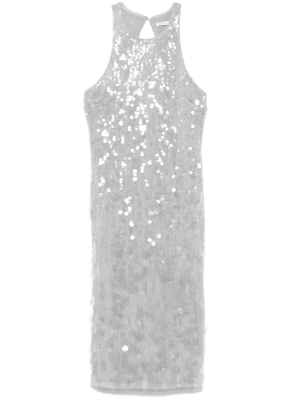 Patrizia Pepe Sequinned Midi Dress Grey FARFETCH JO