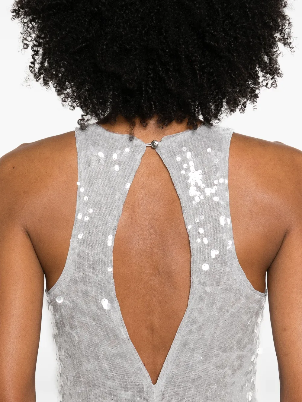 Shop Patrizia Pepe Sequinned Midi Dress In Grey