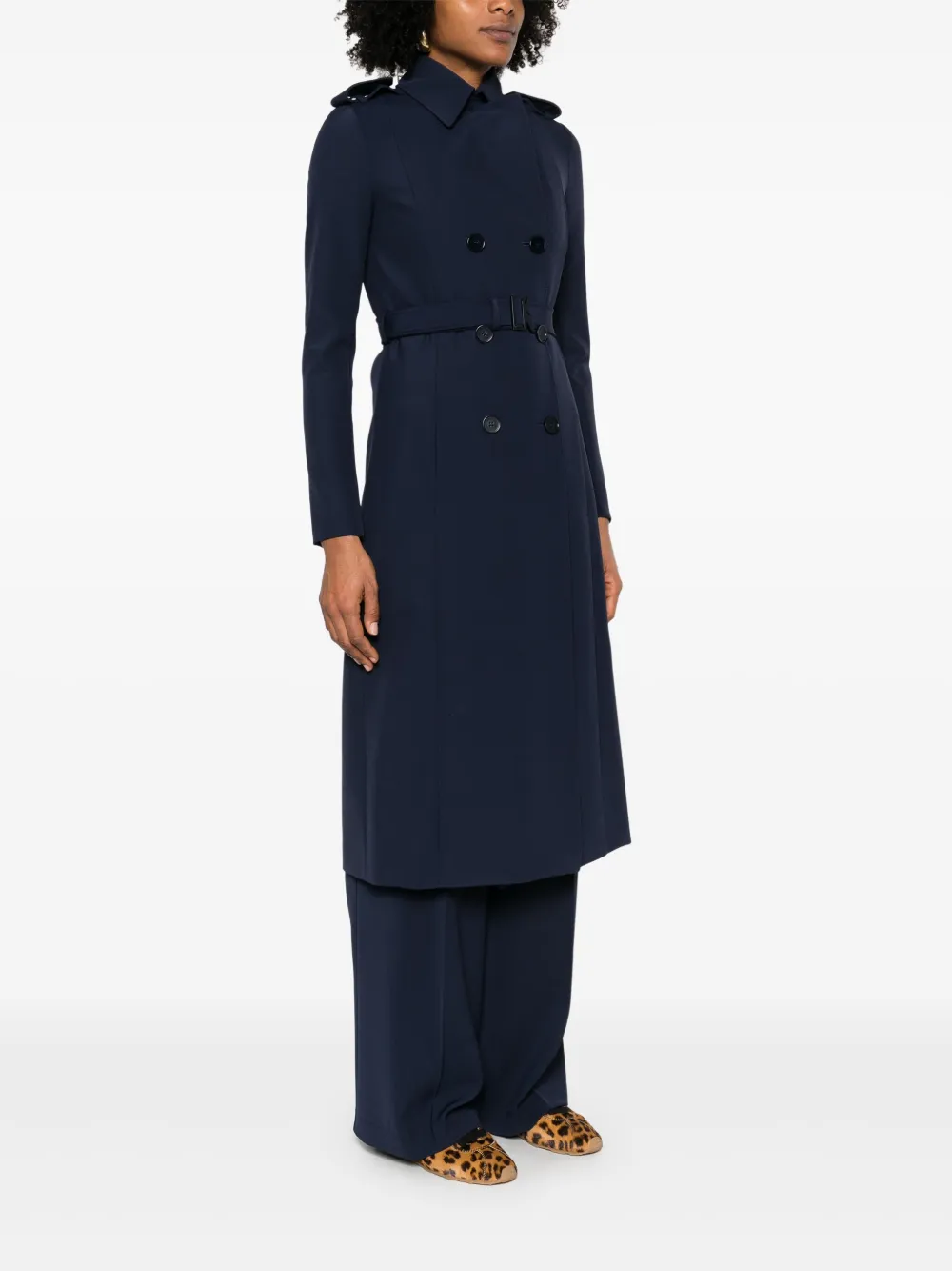 Patrizia Pepe Trenchcoat met gespdetail - Blauw