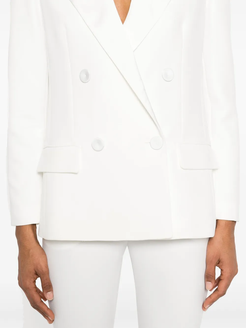 Shop Patrizia Pepe Double-breasted Blazer In White