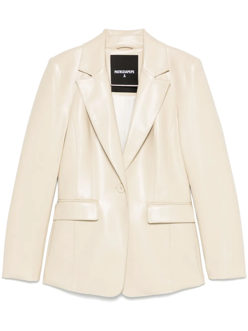 Patrizia Pepe Blazer van imitatieleer Beige