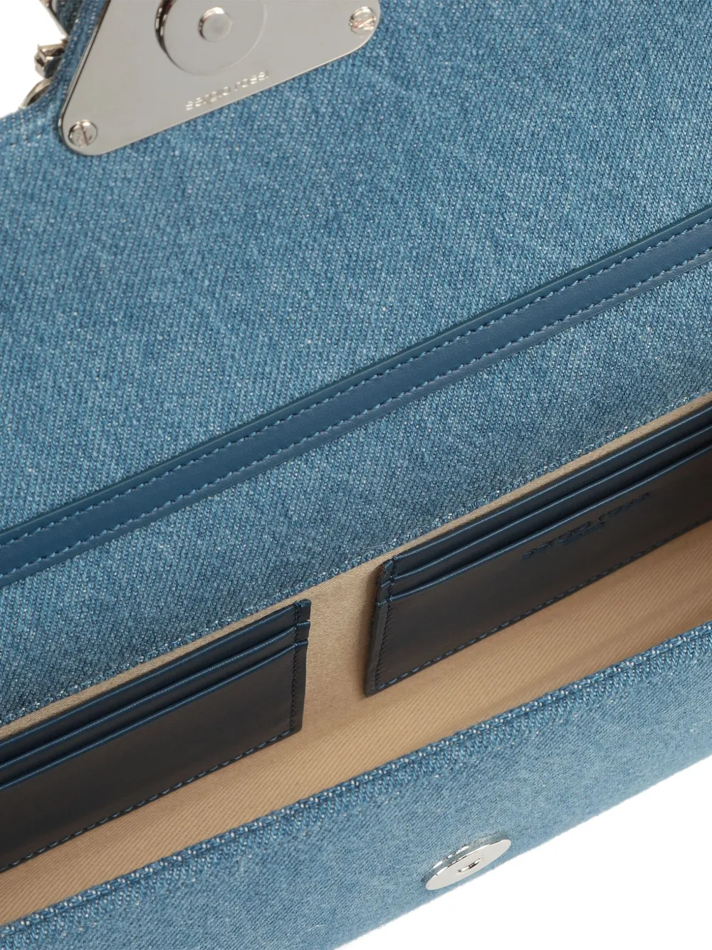 Sergio Rossi Precious Denim Heart-embellished Clutch In Blue