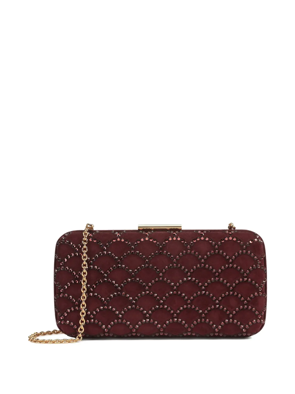 Sergio Rossi Sr Mermaid suède clutch verfraaid met kristallen 6024 WINE+BURGUNDY