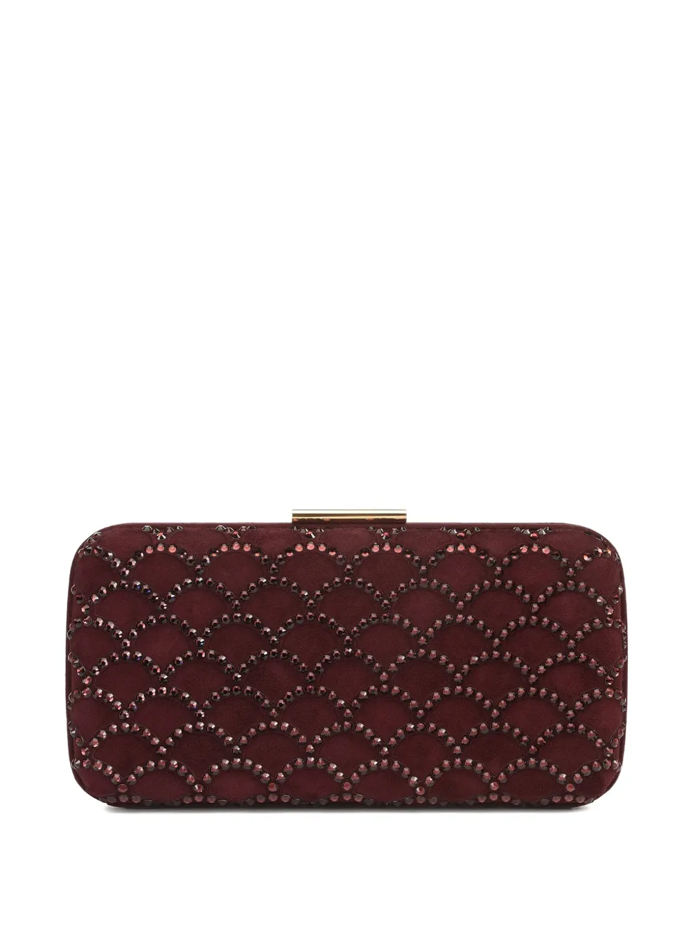 Sergio Rossi Sr Mermaid suède clutch verfraaid met kristallen 6024 WINE+BURGUNDY