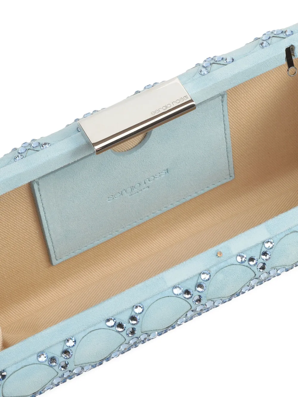 Sergio Rossi Mermaid clutch verfraaid met kristallen en schaalpatroon Blauw