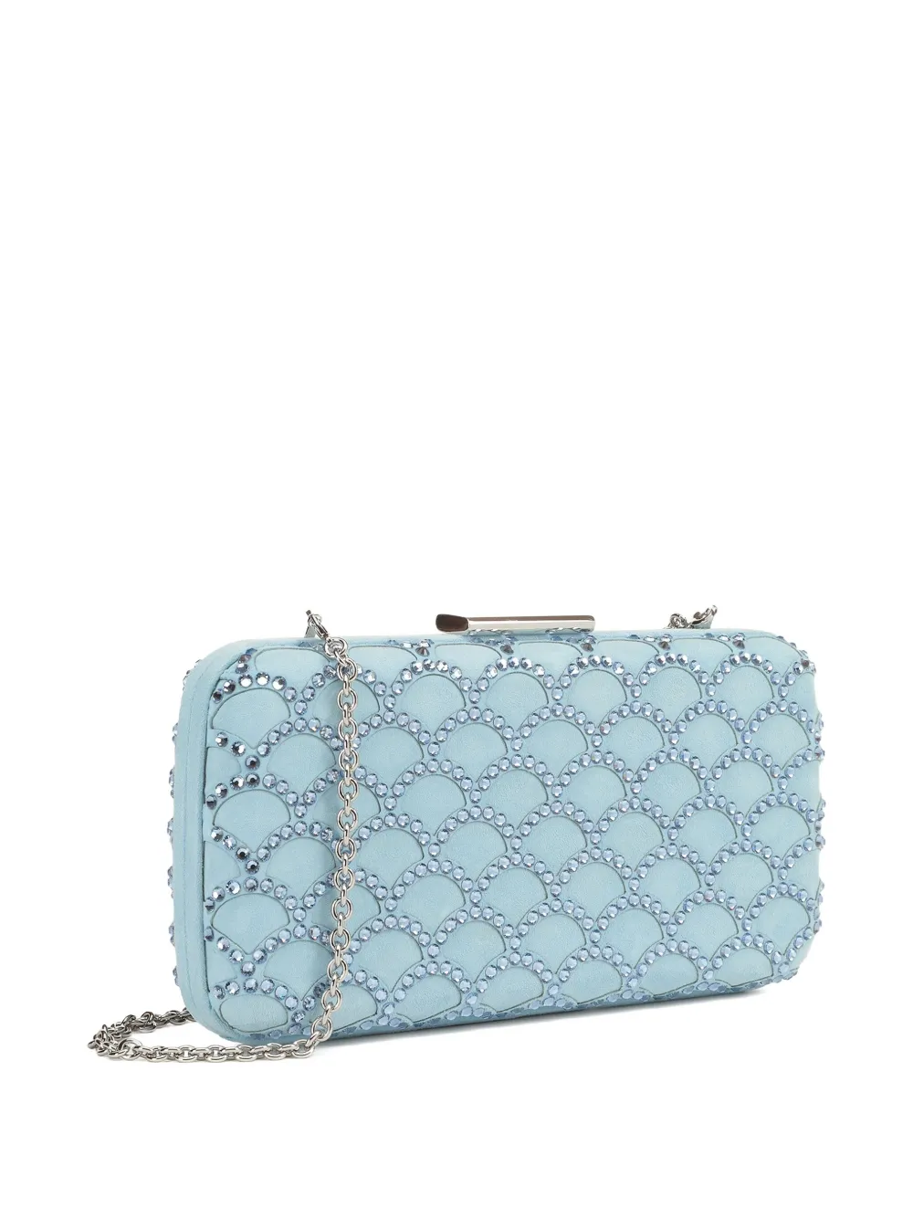 Sergio Rossi Mermaid clutch verfraaid met kristallen en schaalpatroon Blauw