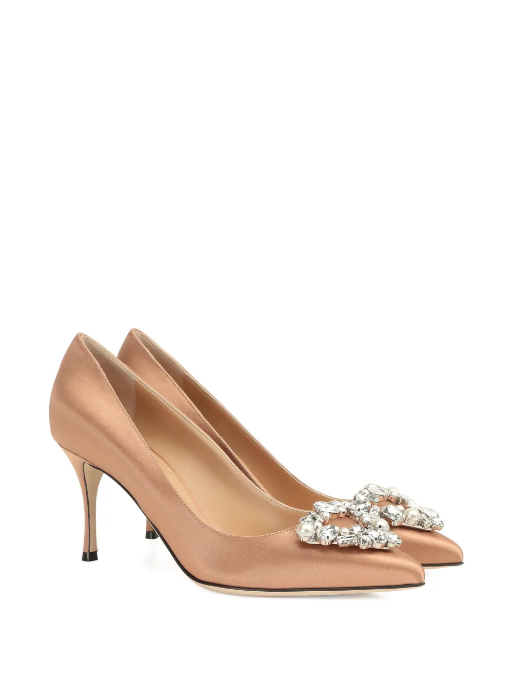 Sergio Rossi 75mm satin-finish pumps Neutrals