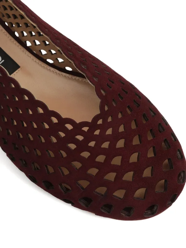 Sergio Rossi レザーフラットシューズ | レッド | FARFETCH JP