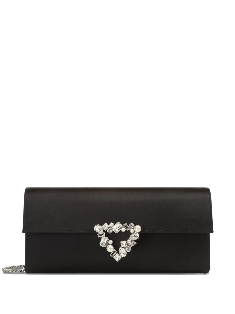 Sergio Rossi Precious crystal-embellished satin clutch Zwart