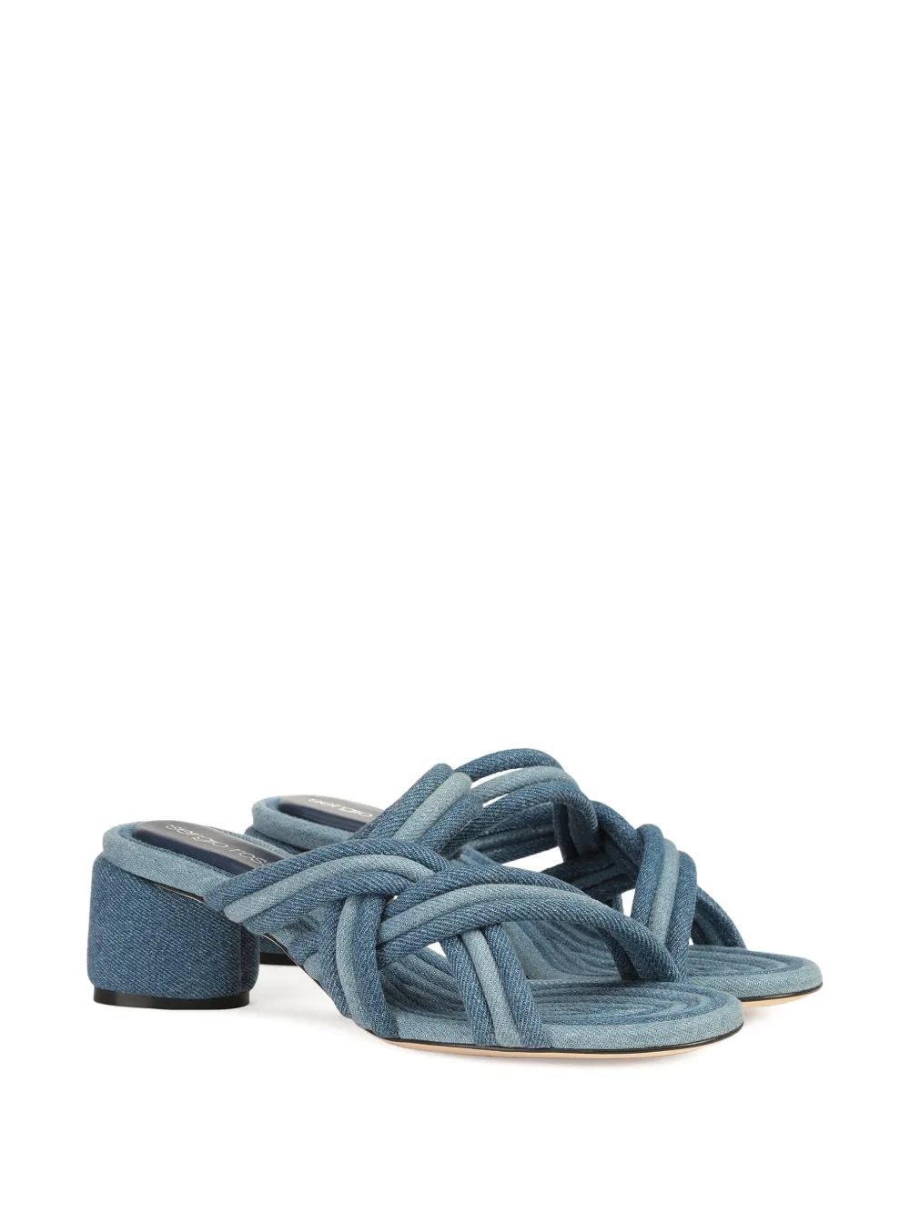 Sergio Rossi 50mm Watamu knotted denim sandals Blue