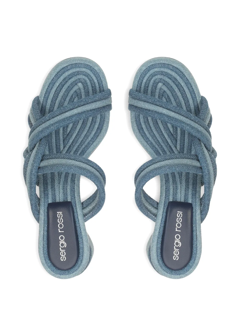 Sergio Rossi 50mm Watamu knotted denim sandals Blue