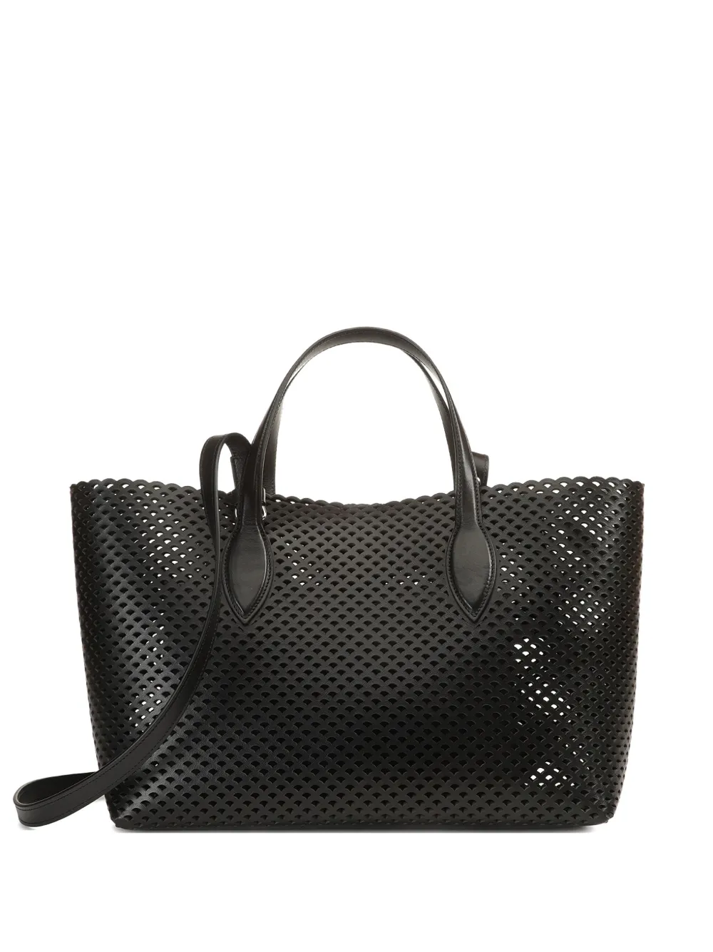 Sergio Rossi Mini Mermaid Perforated Tote Bag In Black