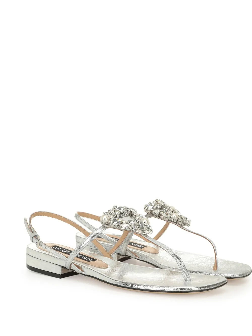 Sergio Rossi Godiva Precious Sandals In Silver