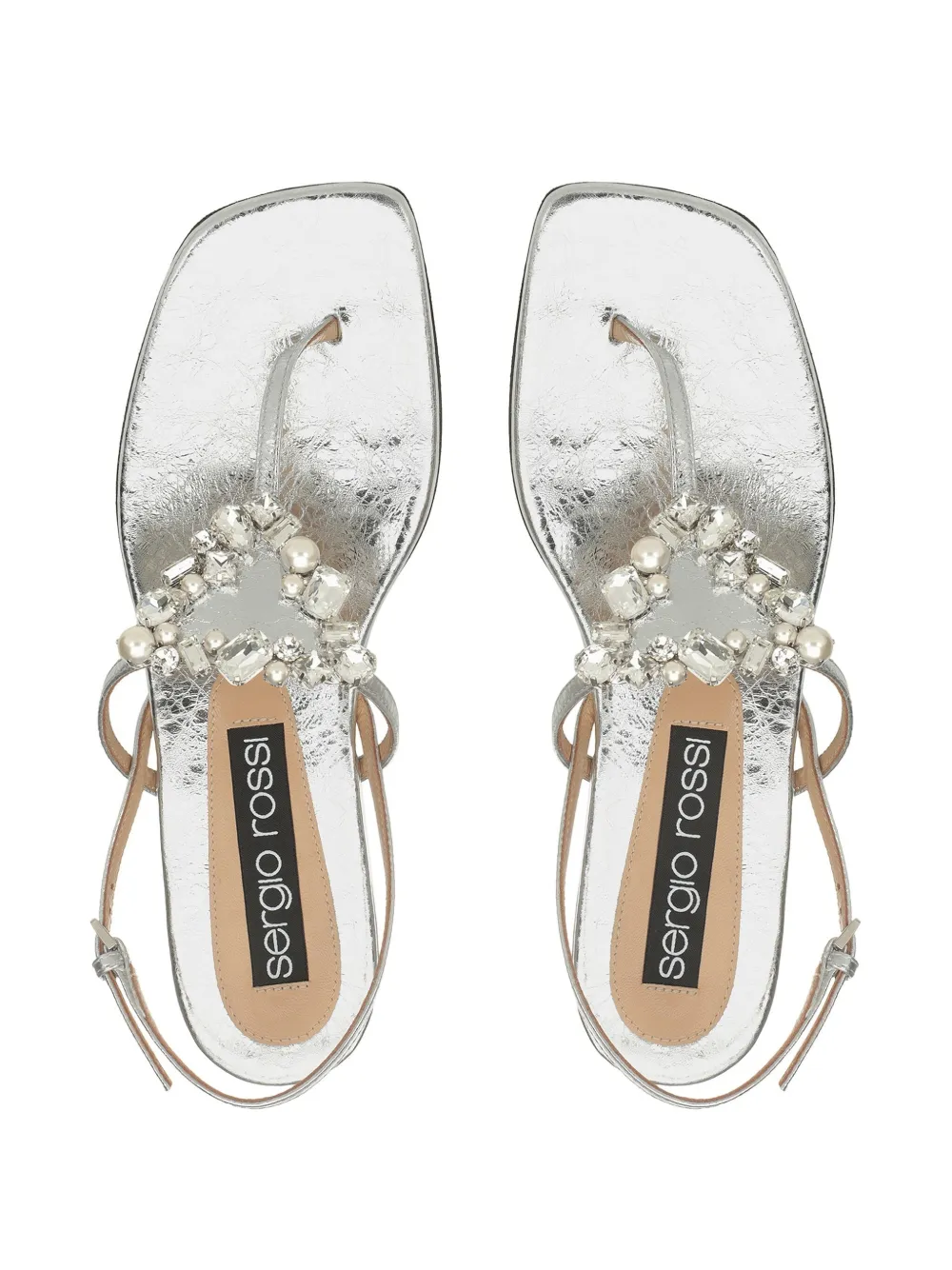 Sergio Rossi Godiva Precious Sandals In Silver