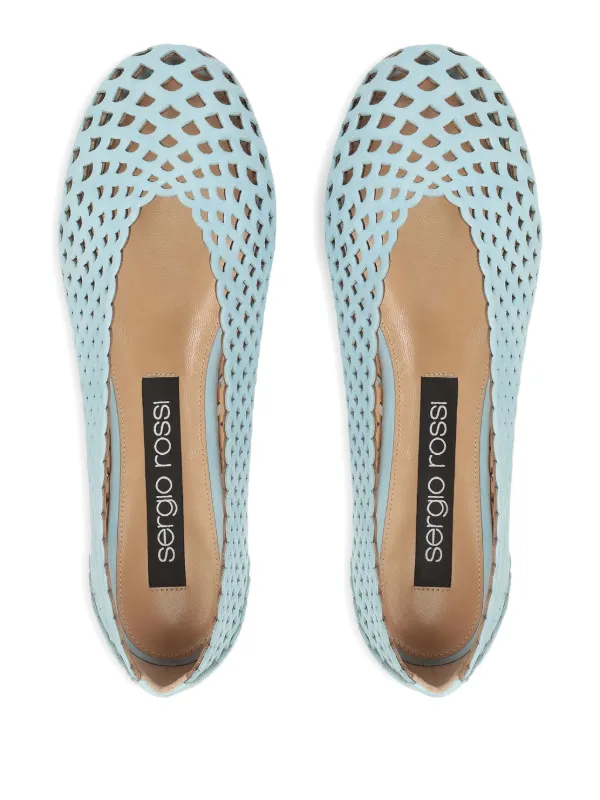 Sergio Rossi レザーフラットシューズ | ブルー | FARFETCH JP